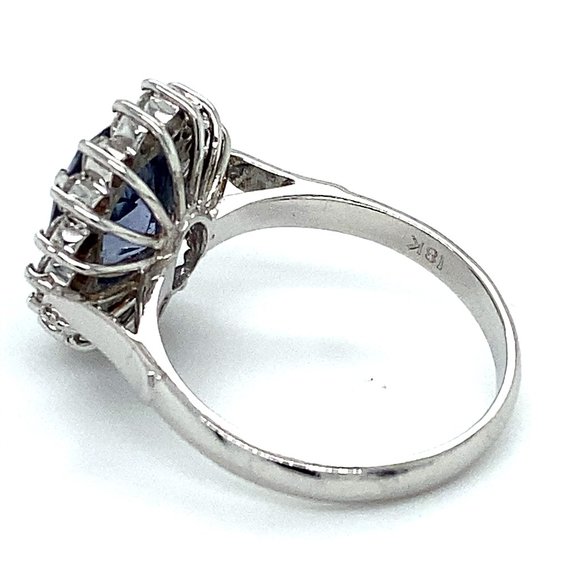 Blue Spinel 3.26ct Diamonds 18K White Gold Ring - Picture 5 of 8